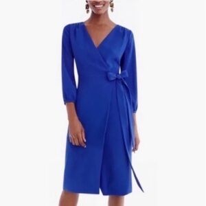 J. Crew Wrap Dress in 365 Crepe Cobalt Blue NWT